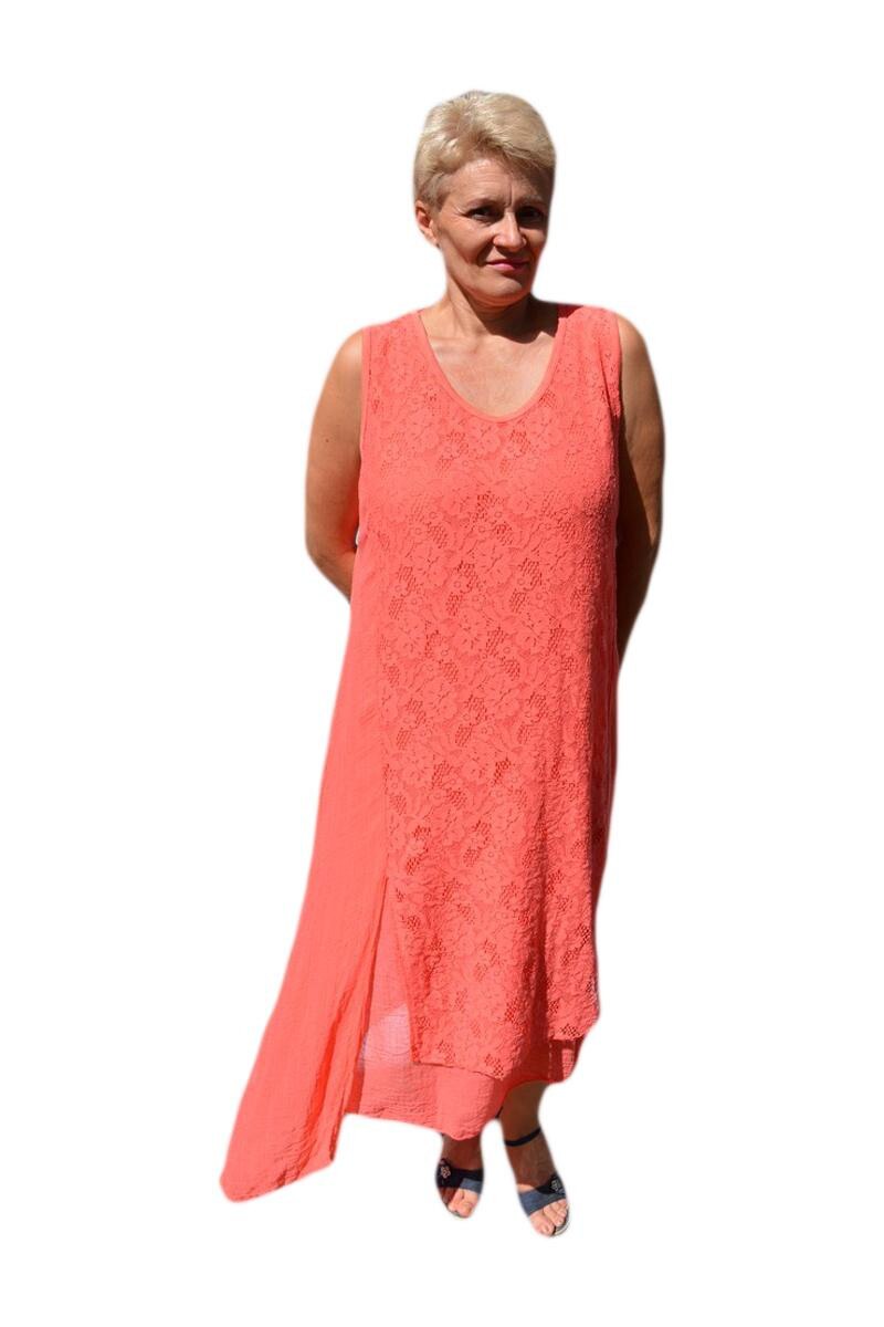 Rochie lejera, confortabila, masura mare, D&J Exclusive, Corai