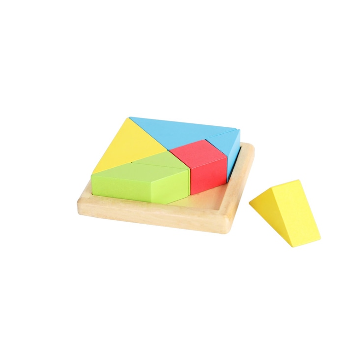 Комплект логически пъзели, AcoolToy, Сет от четири дървени многоцветни игри, 30х25,5х5,5 см.