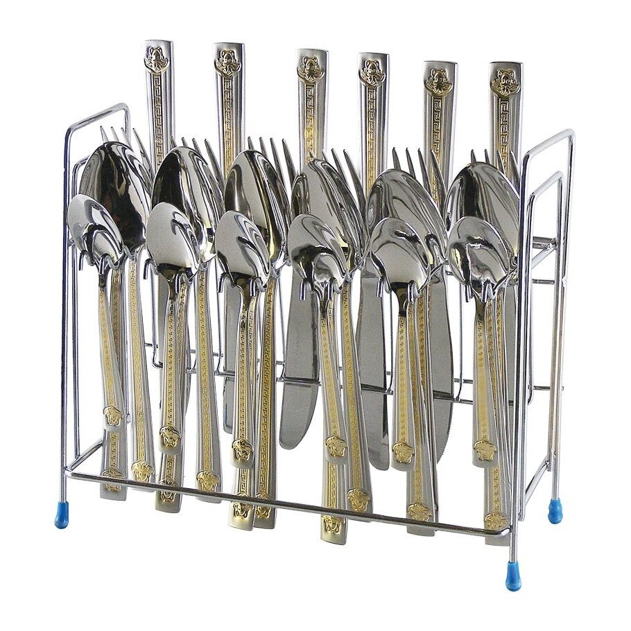 Set 24 tacamuri cu suport Elekom, Inox, Argintiu/Auriu