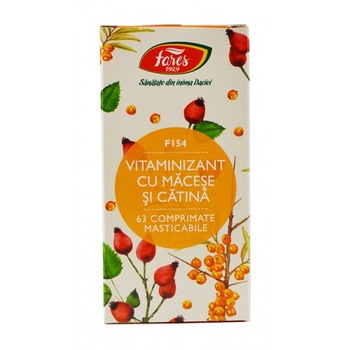 Vitaminizant cu Macese si Catina F 154, Fares, 63 comprimate masticabile Vitaminizant cu Macese si Catina F 154, Fares, 63 comprimate masticabile