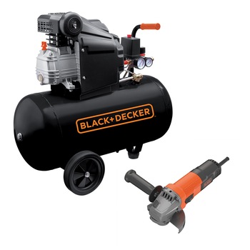 Compresor Black & Decker BD 205/50+BEG110, 50L + Polizor Black & Decker, 750W, 115mm Compresor Black & Decker BD 205/50+BEG110, 50L + Polizor Black & Decker, 750W, 115mm