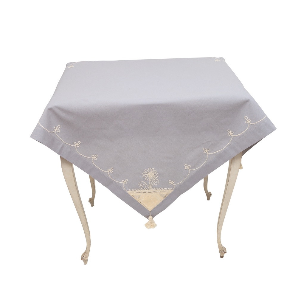 Fata de masa Valentini Bianco, 100% bumbac, culoare gri, 140x180 cm, BK004