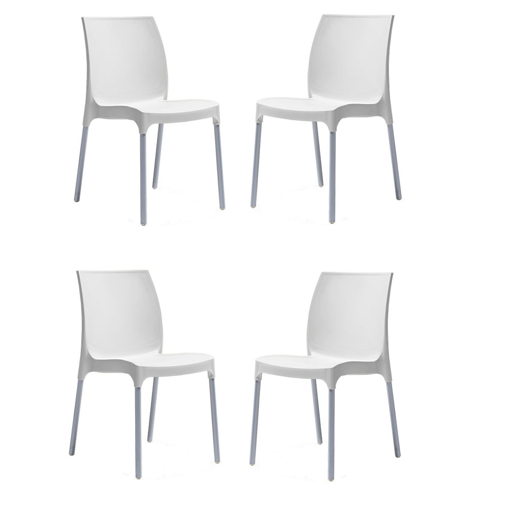 Set 4 scaune pentru curte SUNNY culoare alba D58xH82xW42xSH45cm