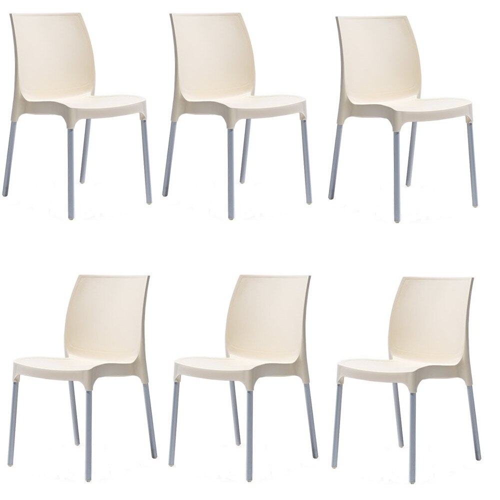 Set 6 scaune gradina,terasa SUNNY culoare crem D58xH82xW42xSH45cm