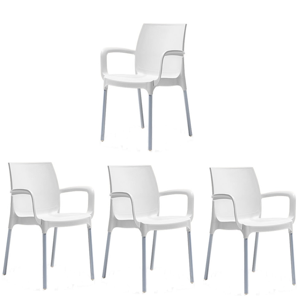 Set 4 scaune pentru curte SUNSET culoare alba 55x58x82cm