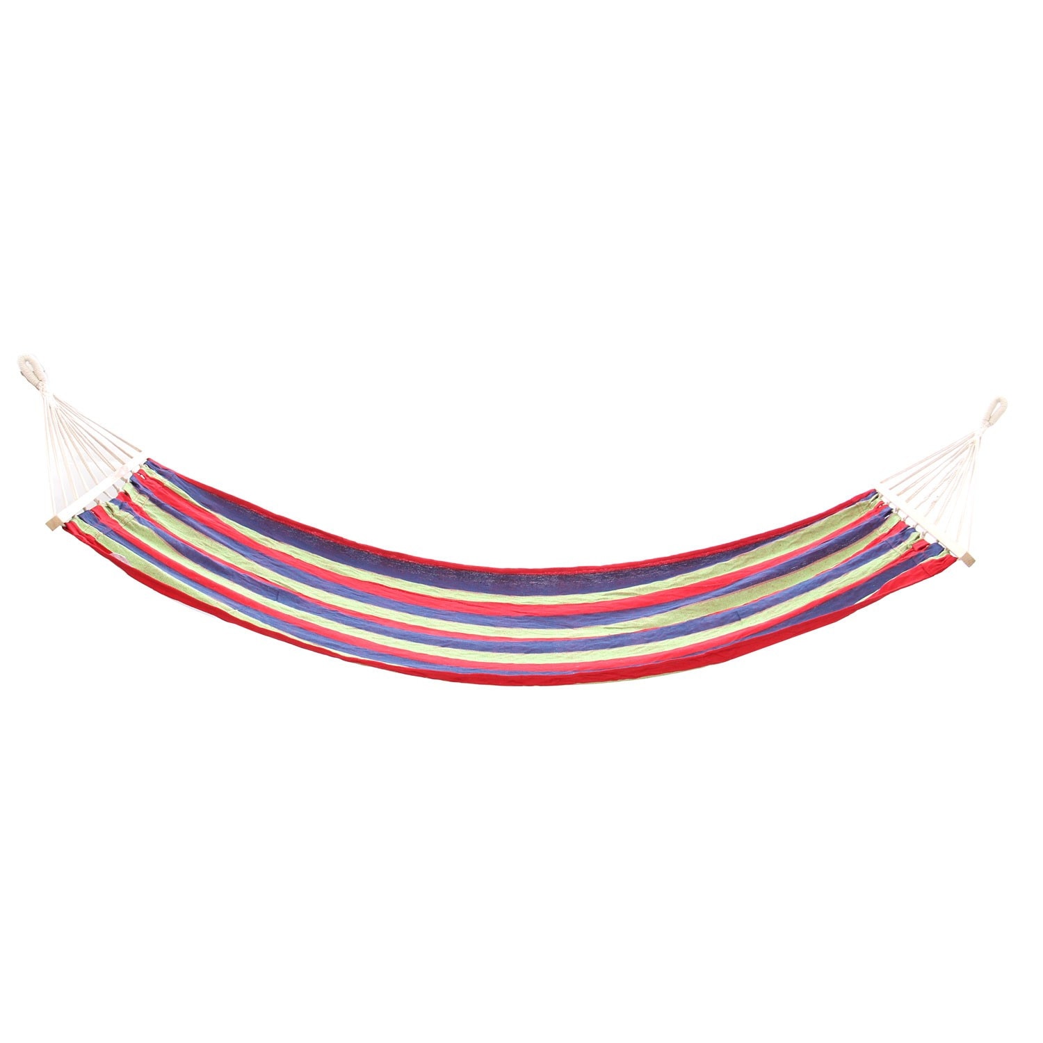 Hamac cu bare din lemn, pentru interior sau exterior, rosu cu dungi, 80 x 200 cm