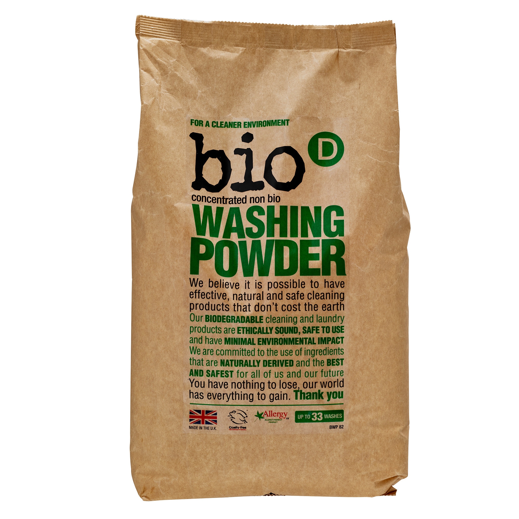 Detergent Pudra, Fara miros, Bio-D, Hipoalergenic, Vegan, 2 KG