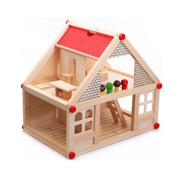 Casuta Familiei De Papusi Din Lemn, cu mobilier Krista® Casuta Familiei De Papusi Din Lemn, cu mobilier Krista®