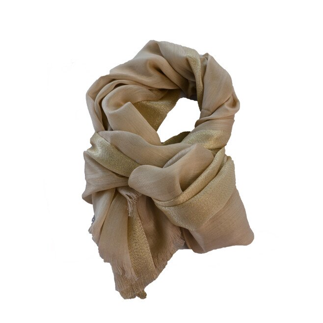 Esarfa clasica din material placut cu fir lucios, D&J Exclusive, Auriu