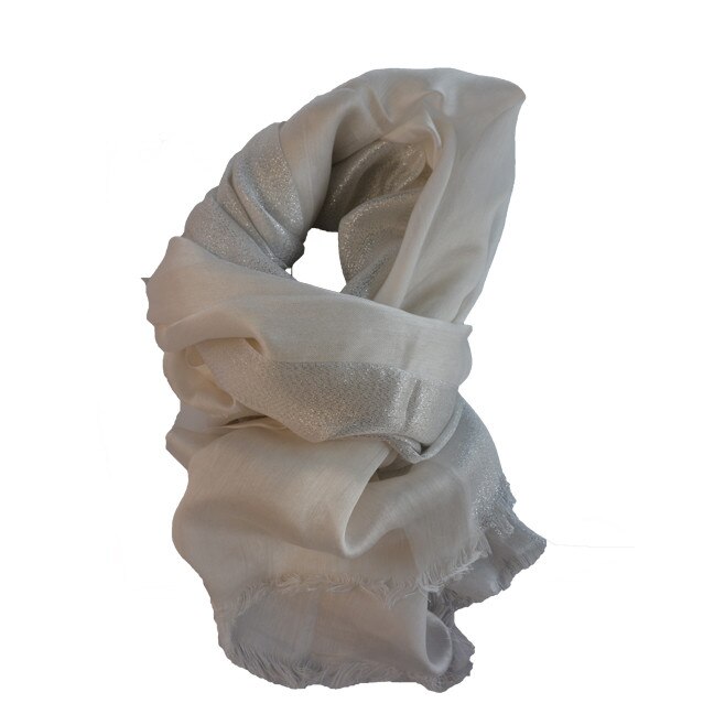 Esarfa clasica din material placut cu fir lucios, D&J Exclusive, Alb