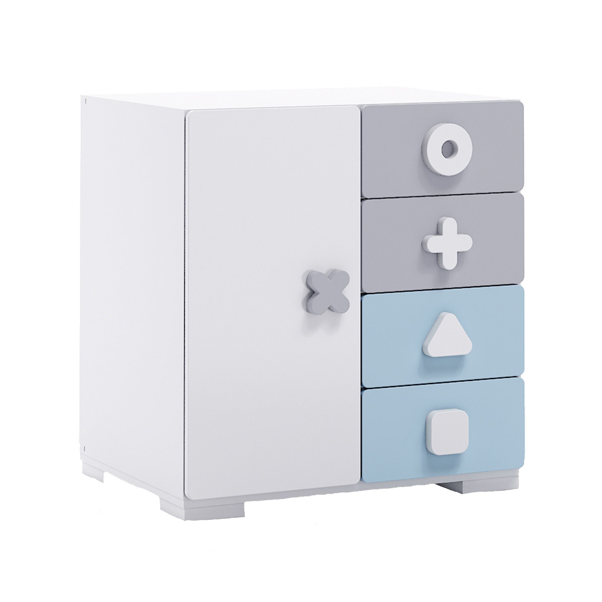 Comoda mica Alondra Maths Celeste, 84.8 x 80 x 61.6 cm, multicolor