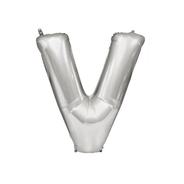 Balon folie litera V argintiu, 67 cm