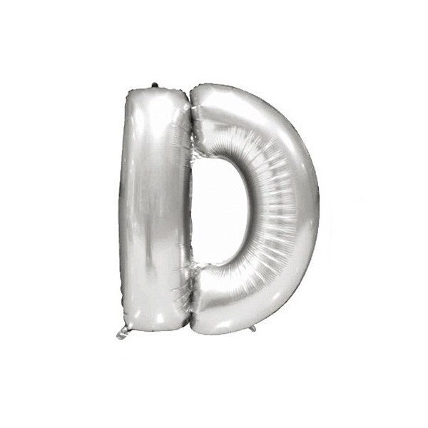 Balon folie litera D argintiu, 67 cm