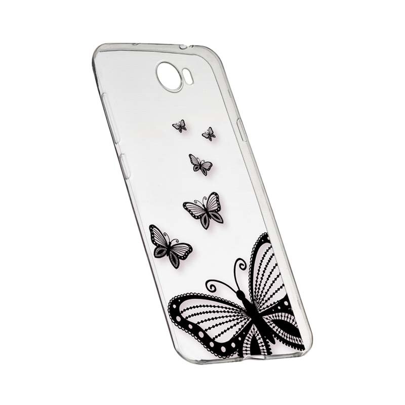 Husa Silicon, Transparent, Slim, Butterfly, Huawei Y7 / Enjoy 7 Plus / Nova Lite Plus 2017