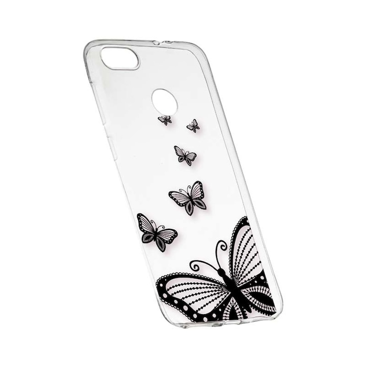 Силиконов калъф, Transparent, Slim, Butterfly, HTC Desire 12 Plus