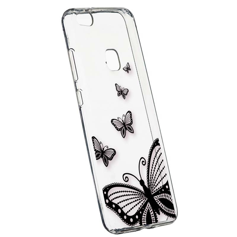 Husa Silicon, Transparent, Slim, Butterfly, Huawei P10 LITE