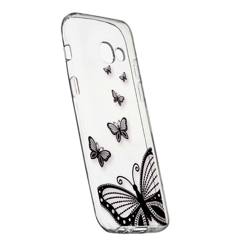 Husa Silicon, Transparent, Slim, Butterfly, Samsung Galaxy A3 2017
