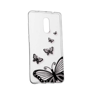 Husa Silicon, Transparent, Slim, Butterfly, Nokia 7 Husa Silicon, Transparent, Slim, Butterfly, Nokia 7