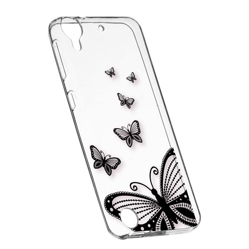 Husa Silicon, Transparent, Slim, Butterfly, HTC Desire 825