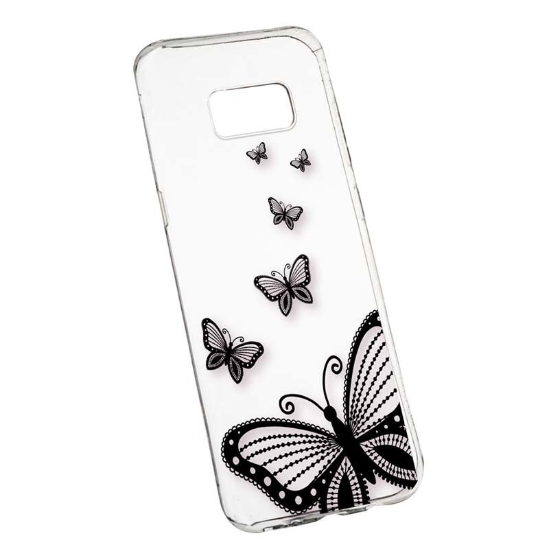 Husa Silicon, Transparent, Slim, Butterfly, Samsung Galaxy S8