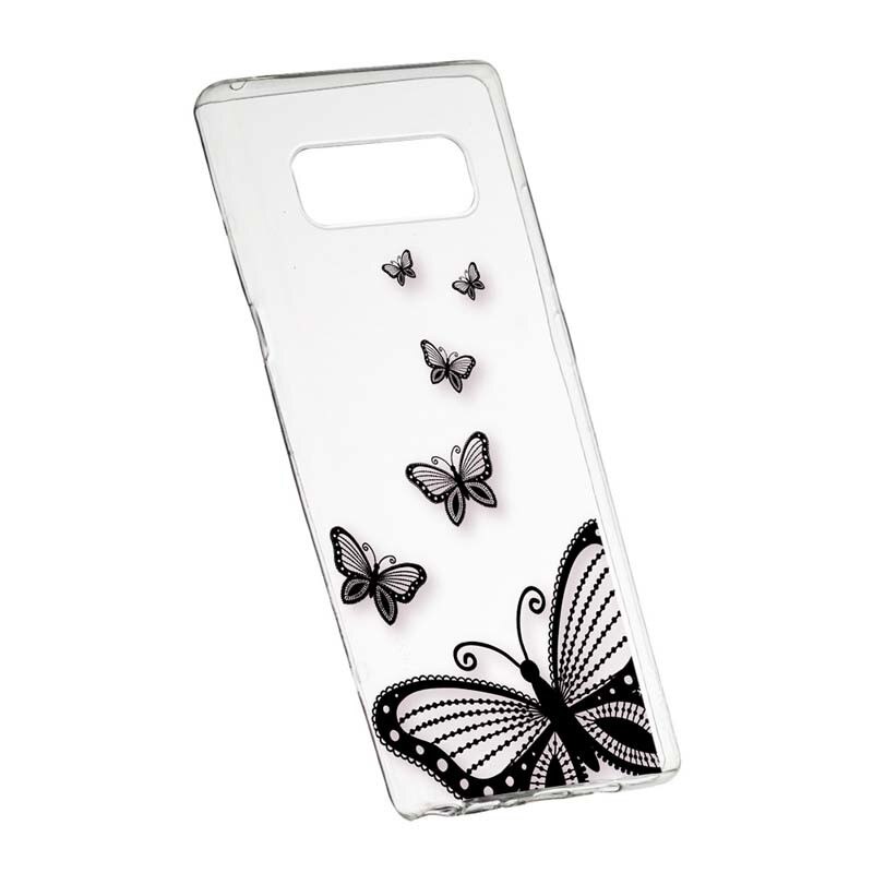 Husa Silicon, Transparent, Slim, Butterfly, Samsung Galaxy Note 8