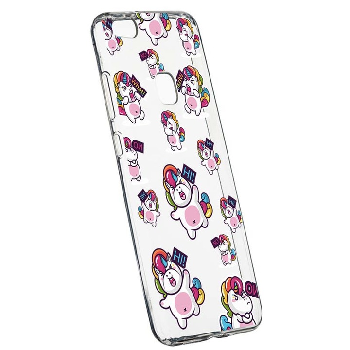 Husa Silicon, Transparent, Slim, Fat Unicorn, Huawei P10 LITE