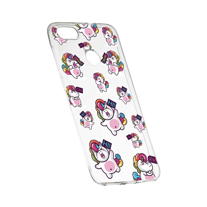 Силиконов калъф, прозрачен, тънък, дебел еднорог, HTC Desire 12 Plus