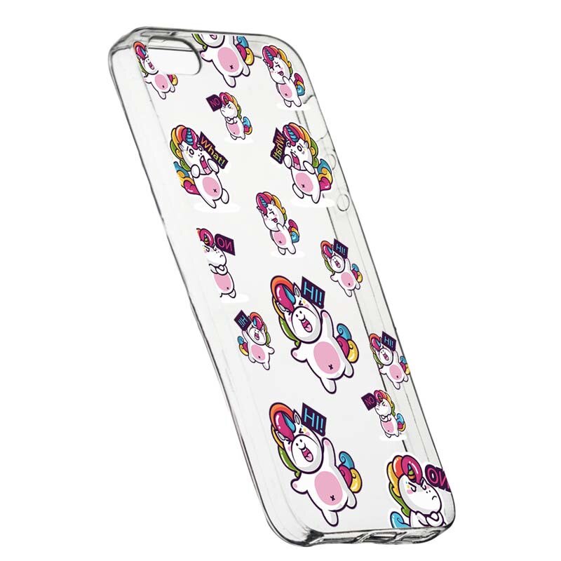 Husa Silicon, Transparent, Slim, Fat Unicorn, Apple iPhone 5 / 5S / SE