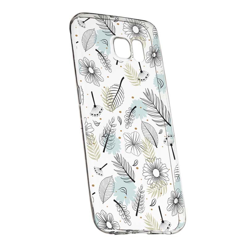 Husa Silicon, Transparent, Slim, Flori, Samsung Galaxy S7