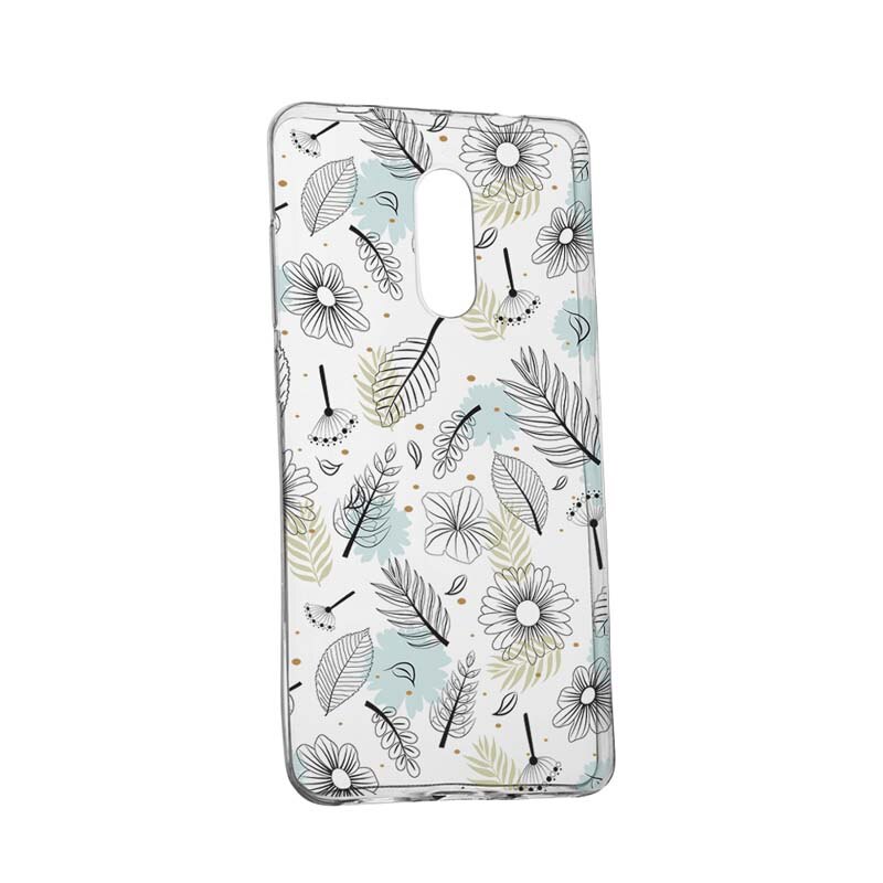 Husa Silicon, Transparent, Slim, Flori, Nokia 6 2018