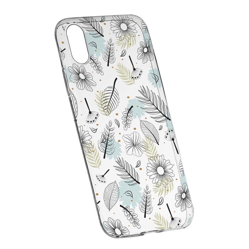 Husa Silicon, Transparent, Slim, Flori, Sony XA1 Plus