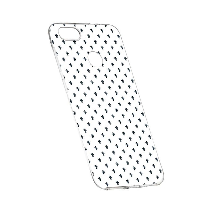 Силиконов калъф, прозрачен, тънък, малък кактус, HTC Desire 12 Plus