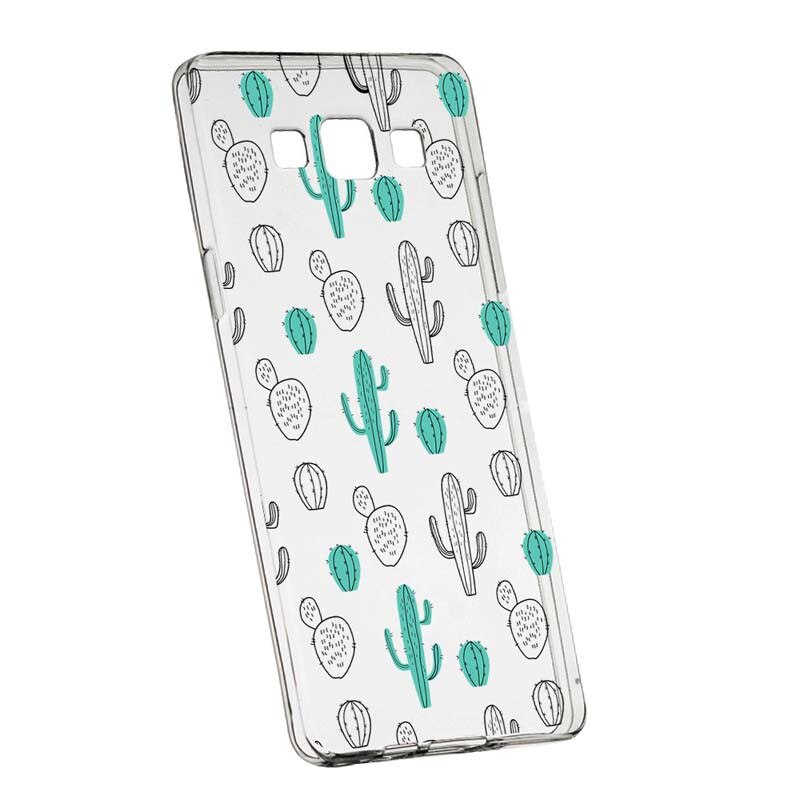 Husa Silicon, Transparent, Slim, Cactus, Samsung Galaxy A3