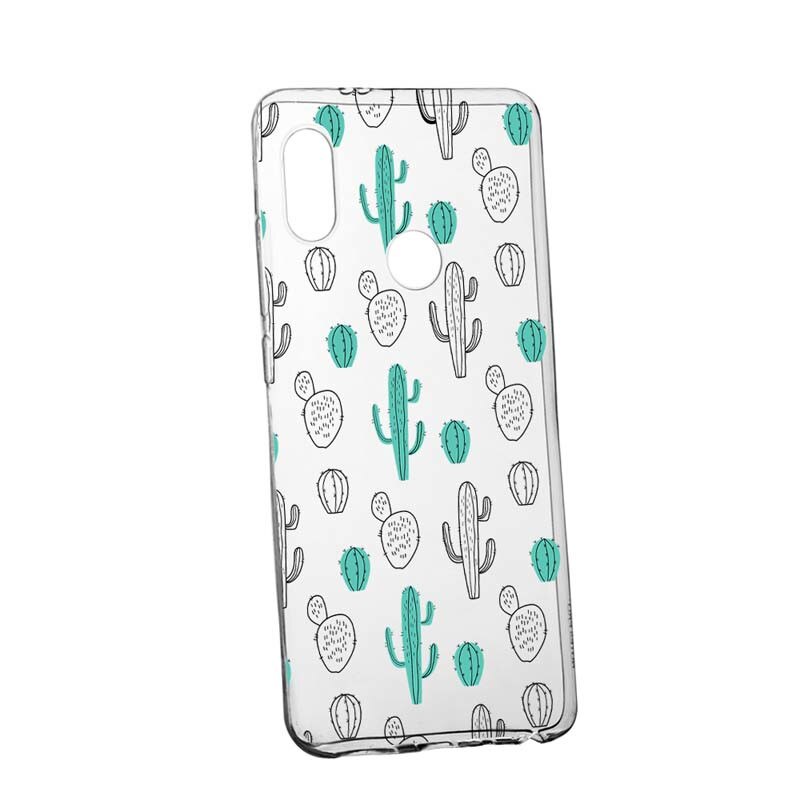 Husa Silicon, Transparent, Slim, Cactus, Xiaomi Mi8