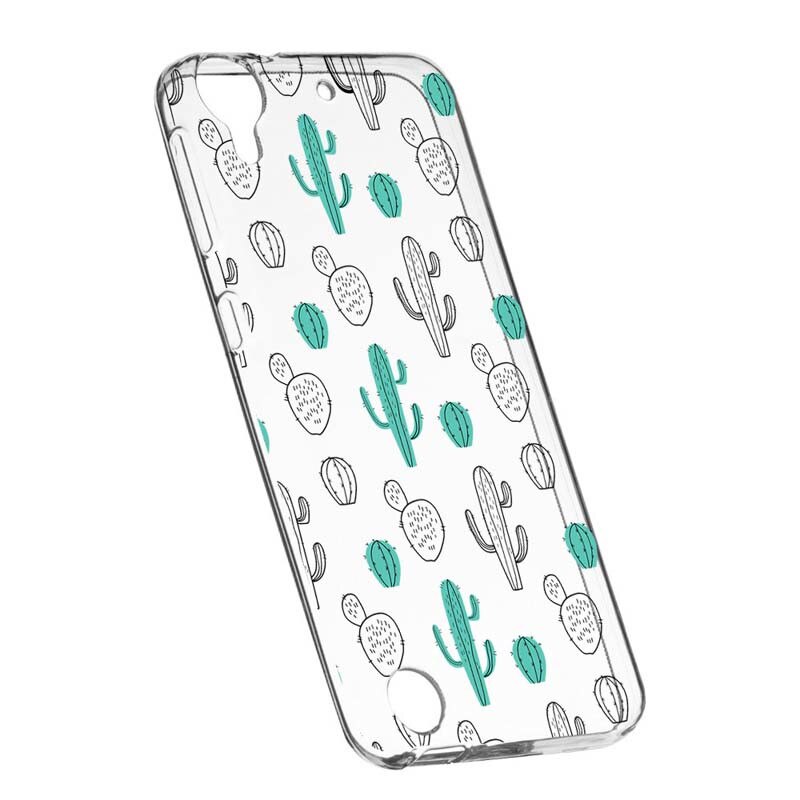 Husa Silicon, Transparent, Slim, Cactus, HTC Desire 825