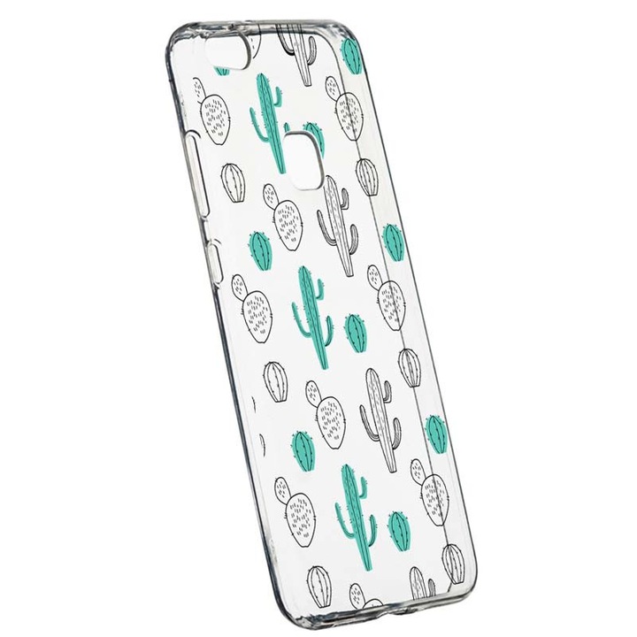 Husa Silicon, Transparent, Slim, Cactus, Huawei P10 LITE