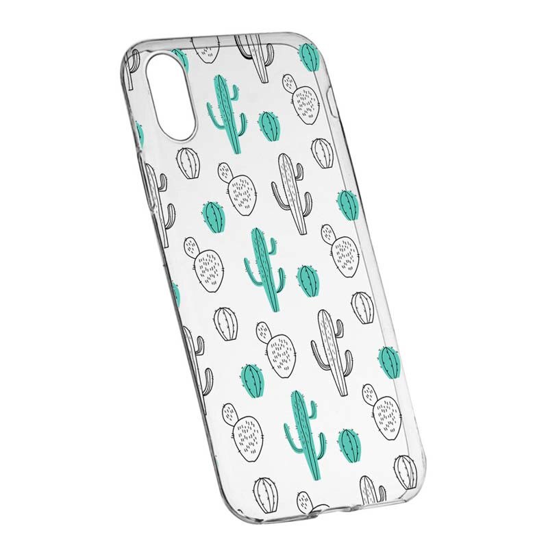 Husa Silicon, Transparent, Slim, Cactus, Apple iPhone X