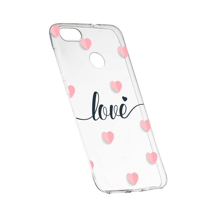 Силиконов калъф, прозрачен, тънък, Love Flying Hearts, HTC Desire 12 Plus