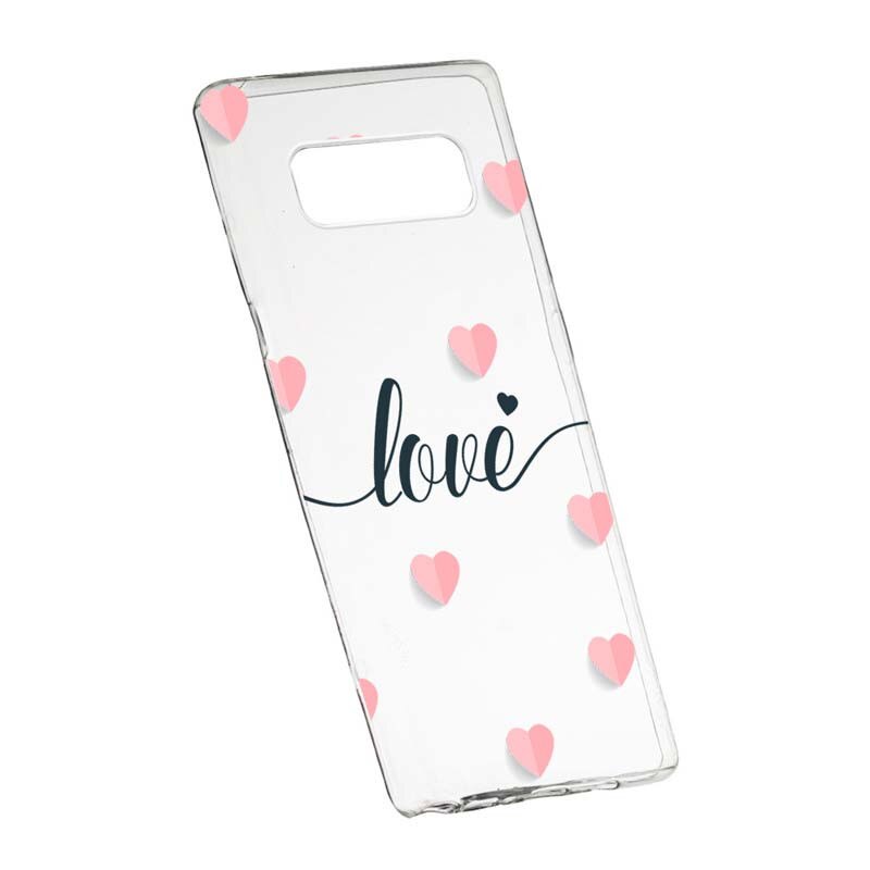 Husa Silicon, Transparent, Slim, Love Flying Hearts, Samsung Galaxy Note 8