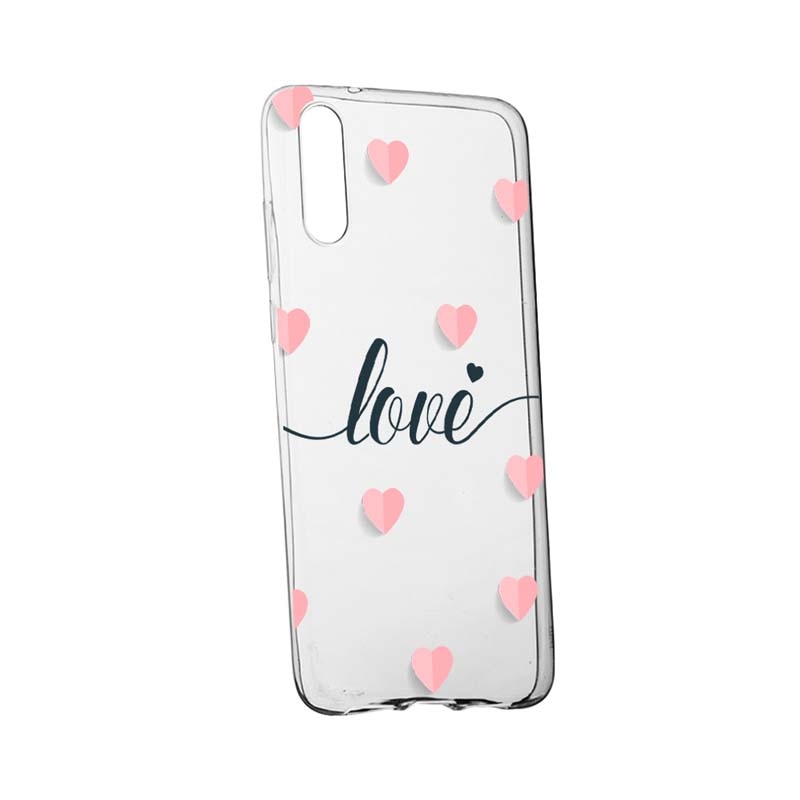 Husa Silicon, Transparent, Slim, Love Flying Hearts, Huawei P20