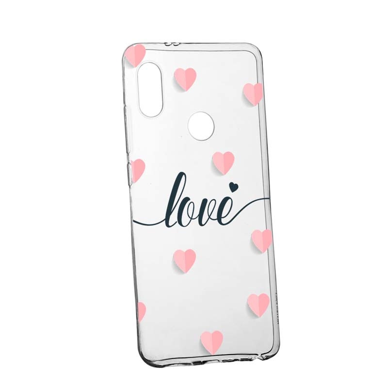 Husa Silicon, Transparent, Slim, Love Flying Hearts, Xiaomi Redmi Note 5 Pro