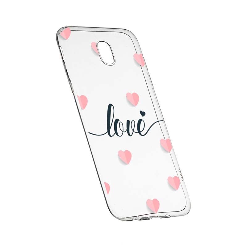 Husa Silicon, Transparent, Slim, Love Flying Hearts, Samsung Galaxy J5 2017