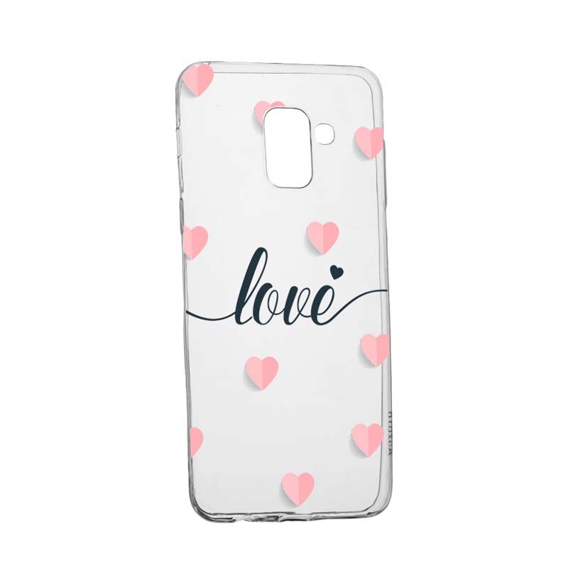 Husa Silicon, Transparent, Slim, Love Flying Hearts, Samsung Galaxy A8 2018 / A5 2018