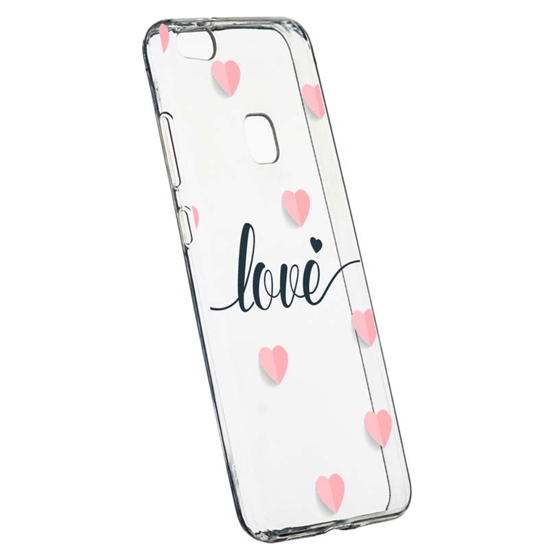 Husa Silicon, Transparent, Slim, Love Flying Hearts, Huawei P10 LITE