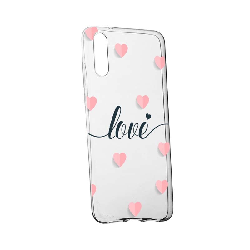 Husa Silicon, Transparent, Slim, Love Flying Hearts, Huawei P20 Plus