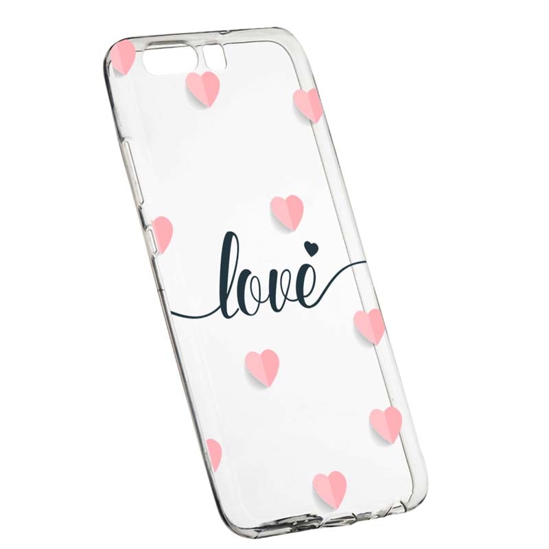 Husa Silicon, Transparent, Slim, Love Flying Hearts, Sony XZ Premium