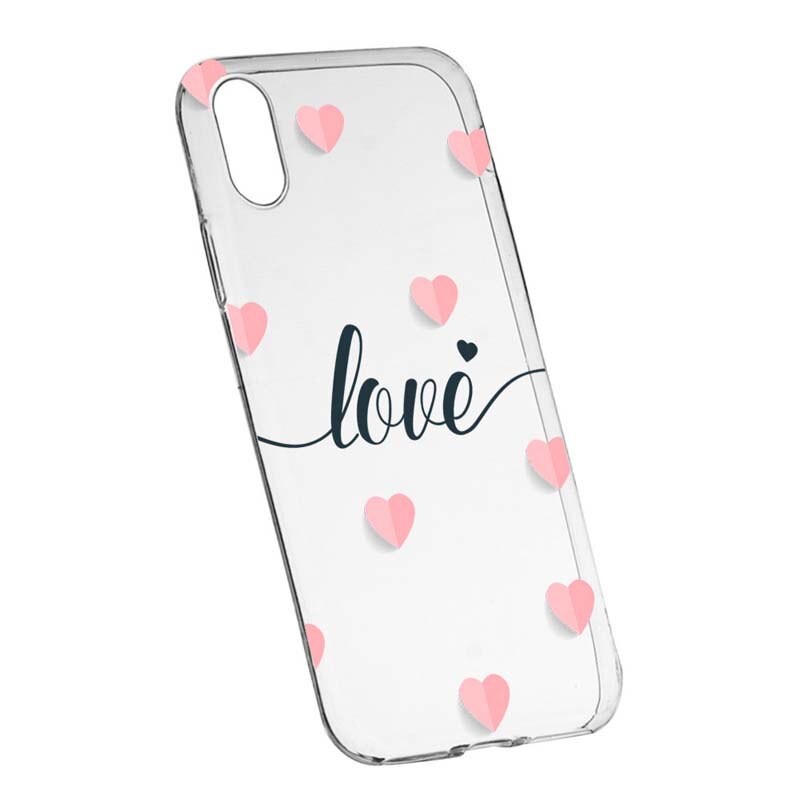 Husa Silicon, Transparent, Slim, Love Flying Hearts, Sony XA1