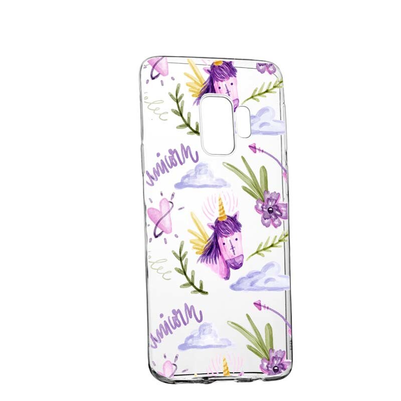 Husa Silicon, Transparent, Slim, Unicorn Pattern, LG G7