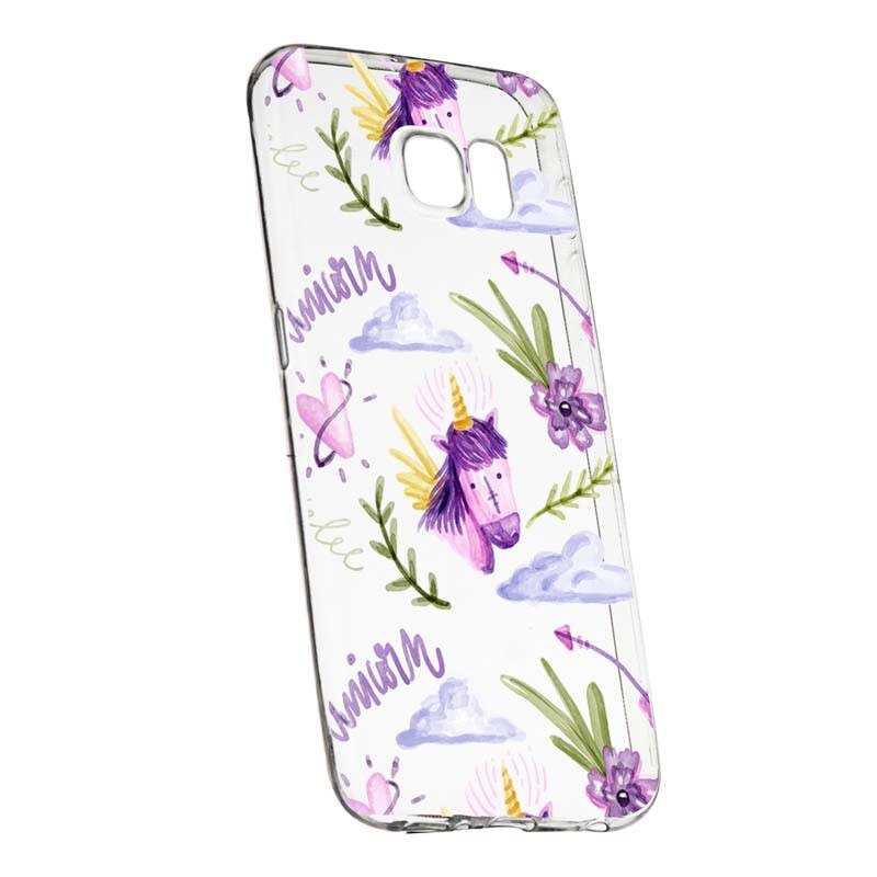 Husa Silicon, Transparent, Slim, Unicorn Pattern, Samsung Galaxy S7 Edge