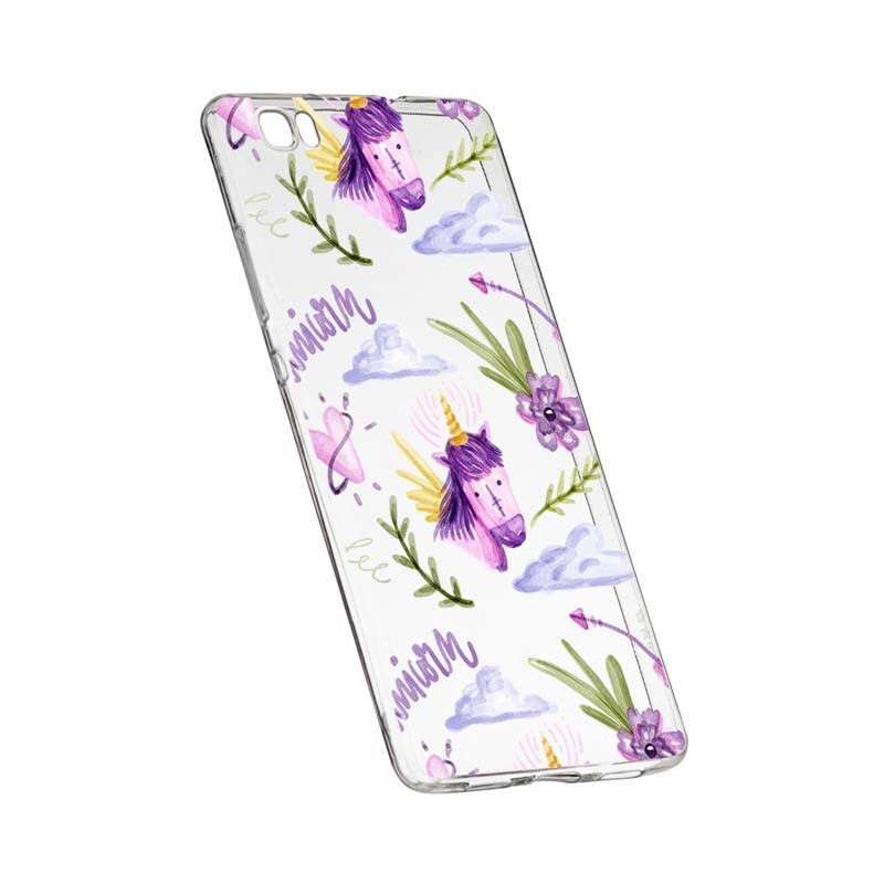 Husa Silicon, Transparent, Slim, Unicorn Pattern, Sony XZ1
